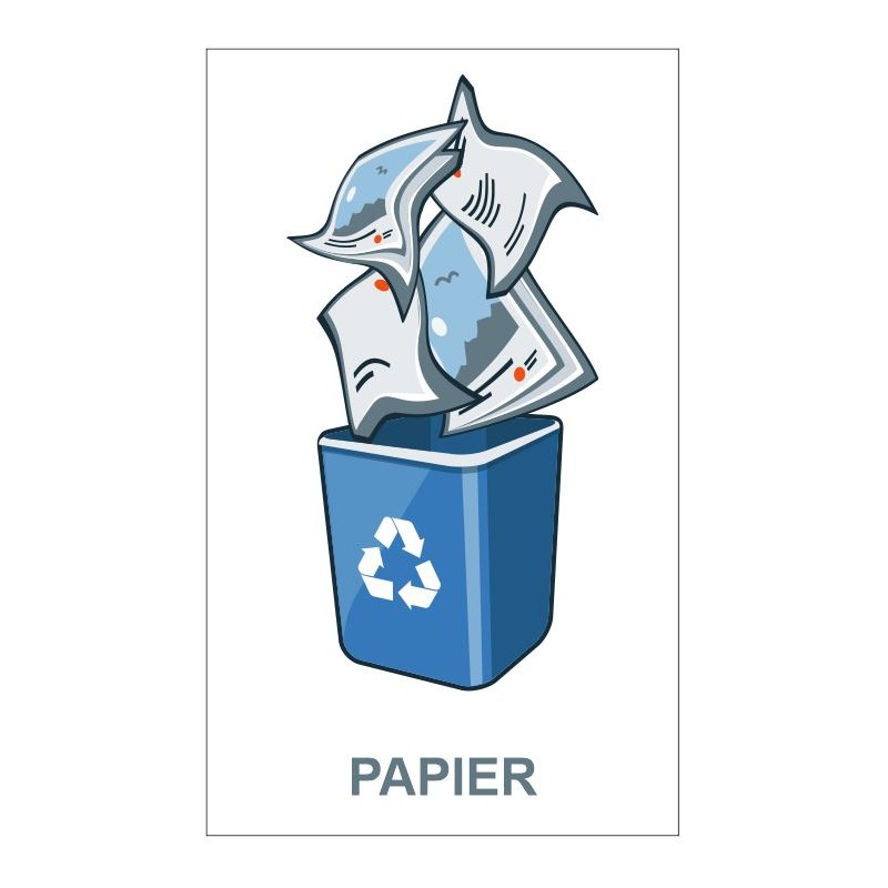 Autocollant poubelle recyclage papier - Sticker Communication