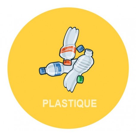 Autocollant poubelle recyclage plastique picto (REFD528) - Sticker  Communication
