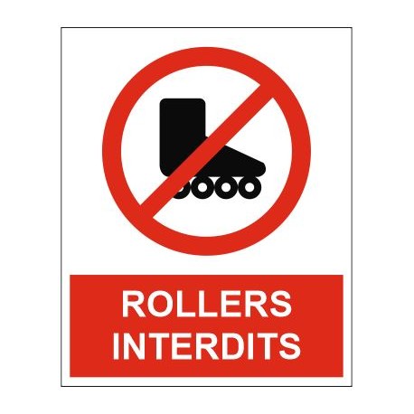 Panneau ou autocollant rollers interdits