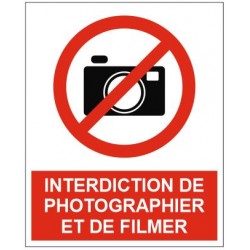 Panneau ou autocollant interdiction de photographier et de filmer