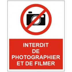 Panneau ou autocollant interdiction de photographier et de filmer