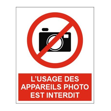 Panneau ou autocollant l'usage des appareils photo est interdit
