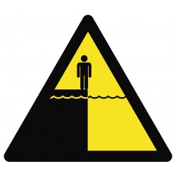Panneau autocollant danger eaux profondes