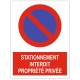 Panneau stationnement interdit proprieté privée