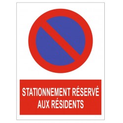 Panneau stationnement réservé aux résidents