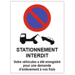 Panneau stationnement interdit fourrière