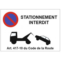 Panneau stationnement interdit fourrière (REFAB134)