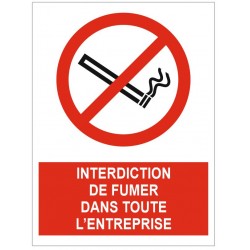 Panneau interdiction de fumer dans toute l'entreprise