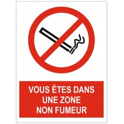 Panneau zone non fumeur