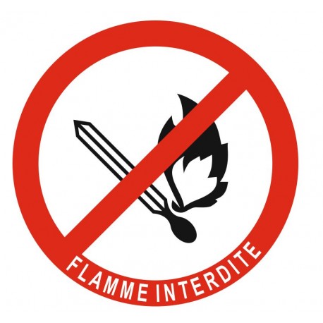 Affiche flamme interdite etiquette