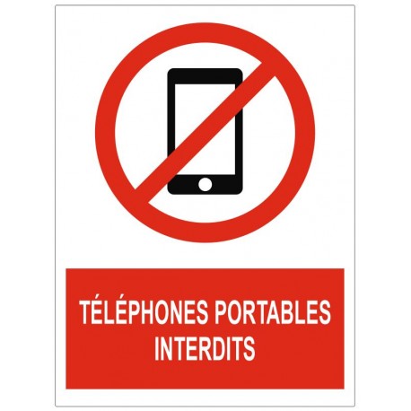 Autocollant sticker adhesif signalisation panneau telephone portable interdit