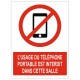 Autocollant usage du téléphone interdit dans la salle