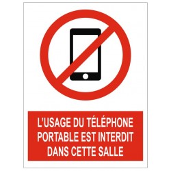 Autocollant usage du téléphone interdit dans la salle