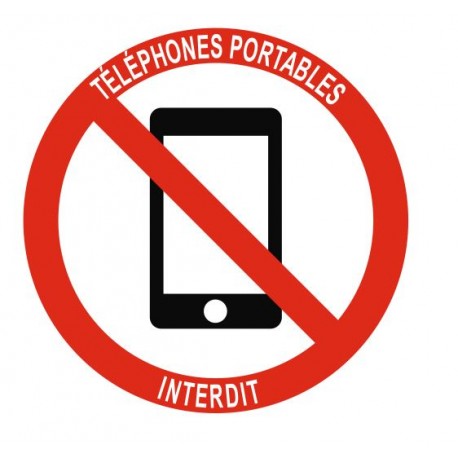 Autocollant téléphone portable interdit avec texte