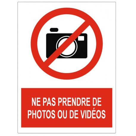 Panneau ne pas prendre de photos ou de vidéos