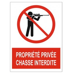 Panneau propriété privée chasse interdite