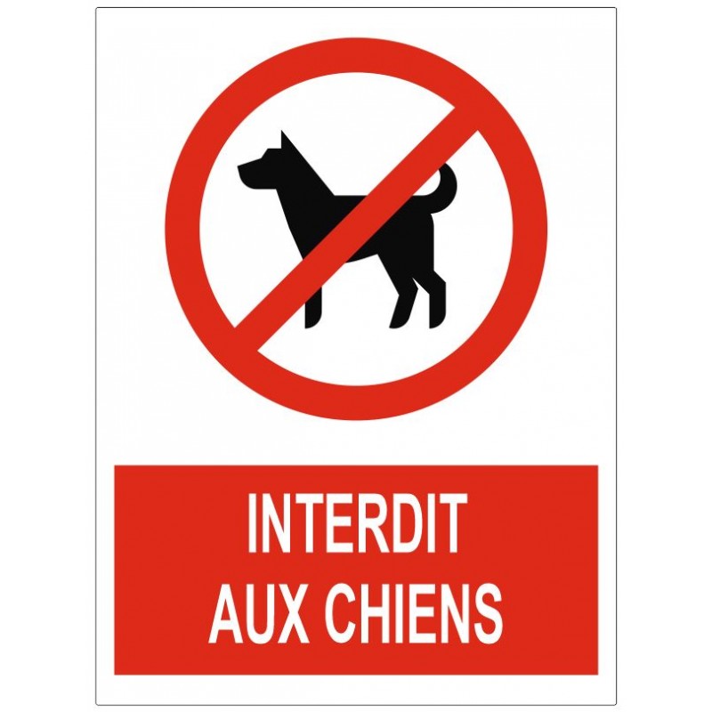 Panneau Interdit au Chien. Disque d'interdiction chien. Pancarte chiens  interdits