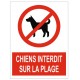 Panneau chiens interdits sur la plage