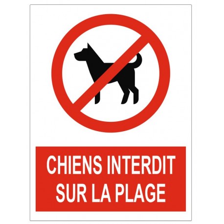 Panneau chiens interdits sur la plage