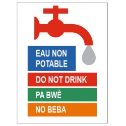Panneau eau non potable différentes langues