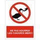Panneau ne pas nourrir les canards merci