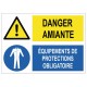 Panneau danger amiante équipements de protections obligatoire