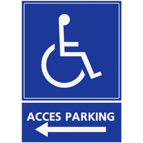 Panneau stationnement accès parking handicapés - direction gauche