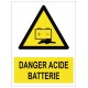 Panneau danger acide batterie