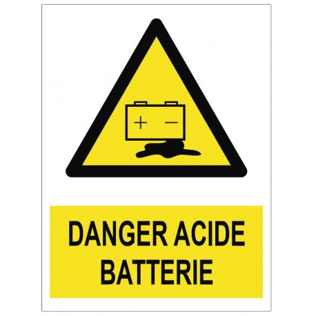 Panneau danger acide batterie