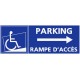 Panneau stationnement parking handicapé avec rampe d'accès