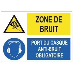 Panneau zone de bruit port du casque anti-bruit obligatoire
