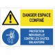 Panneau danger espace confiné protection individuelle contre les chutes obligatoire