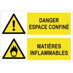 Panneau danger espace confiné matières inflammables