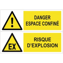Panneau danger espace confiné risque d'explosion
