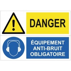 Panneau danger équipement anti-bruit obligatoire