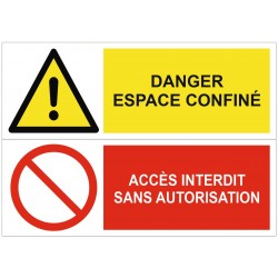 Panneau danger espace confiné accès interdit sans autorisation