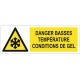 Panneau danger basses température conditions de gel