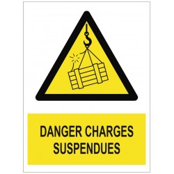 Panneau danger charges suspendues pictogramme