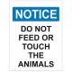 Panneau interdiction notice do not feed or touch the animals