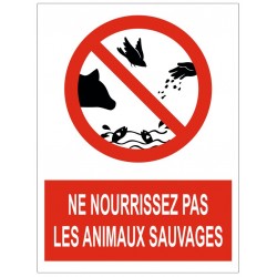 Panneau interdiction ne nourrissez pas les animaux sauvages