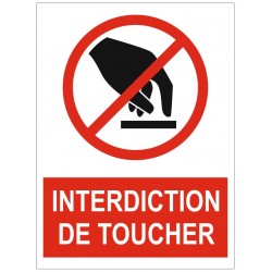 Panneau ou autocollant interdiction de toucher