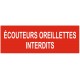 Panneau interdiction écouteurs oreillettes interdits