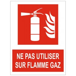 Panneau ne pas utiliser sur flamme gaz