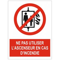 Panneau ne pas utiliser l'ascenseur en cas d'incendie