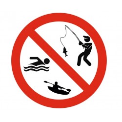 Panneau interdiction pêche, baignade et barques interdits