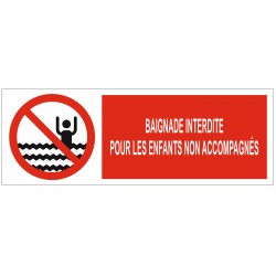 Panneau interdiction baignade interdite pour les enfants non accompagnés (REFAB1517)