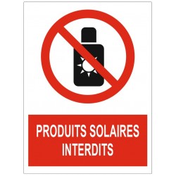 Panneau interdiction produits solaires interdits