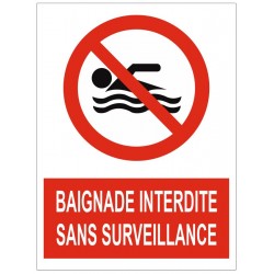 Panneau interdiction baignade interdite sans surveillance