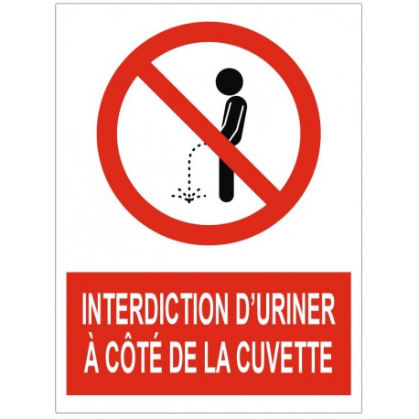 Panneau interdiction d'uriner à côté de la cuvette