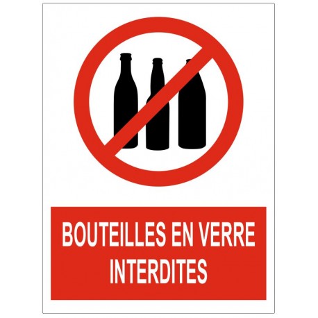 Panneau bouteilles en verre interdites